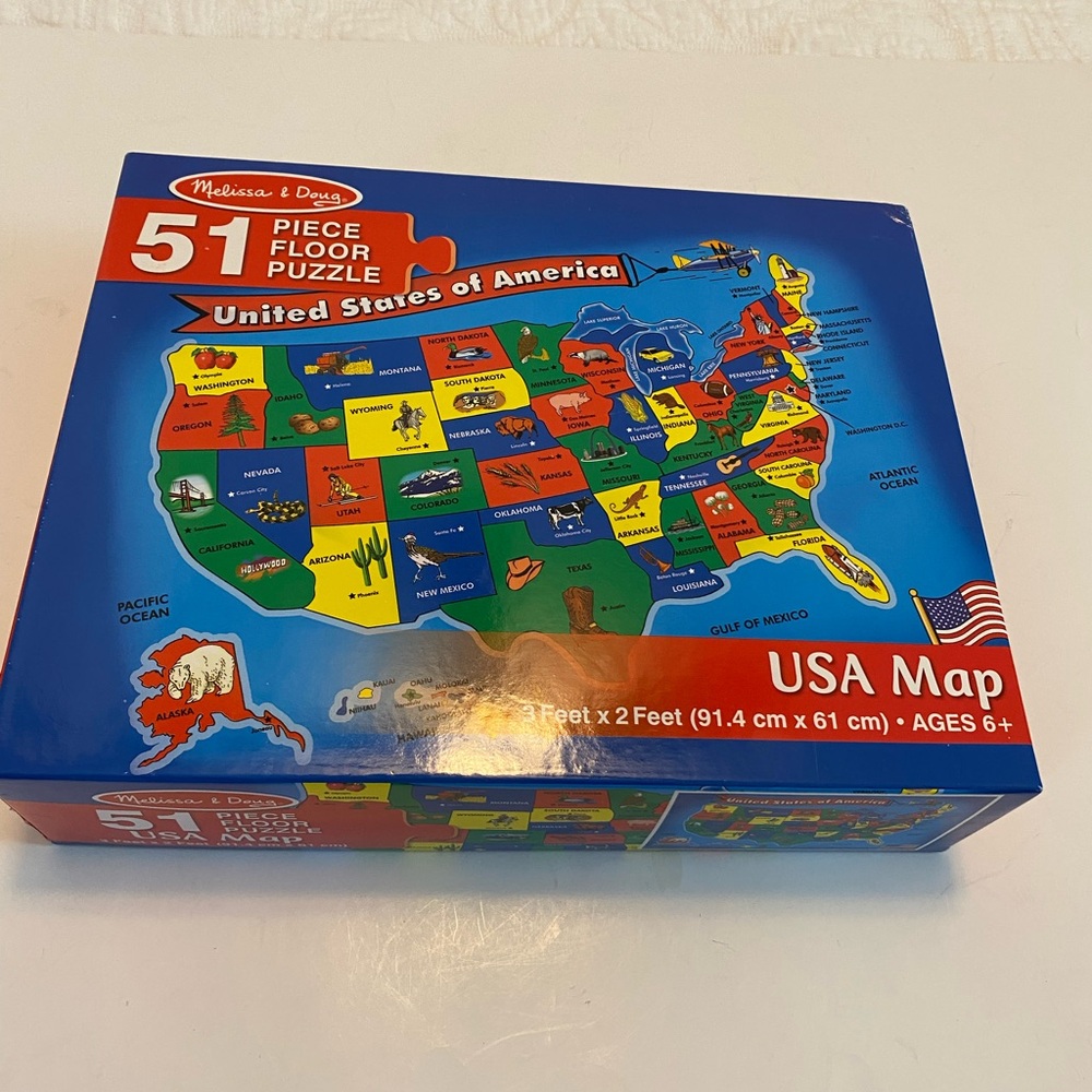Melissa & Doug USA Map Floor Puzzle - Colorful Educational Toy